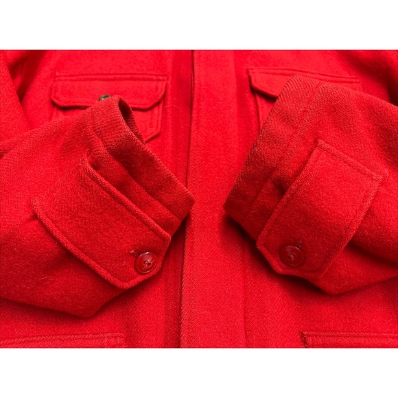 Vintage Woolrich Woolen Mills Wool Jacket  Red 40's Made in USA Sz 40 - Picture 4 of 16